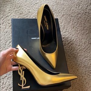 Saint Laurent Opyum Pumps - Size 35.5 Gold